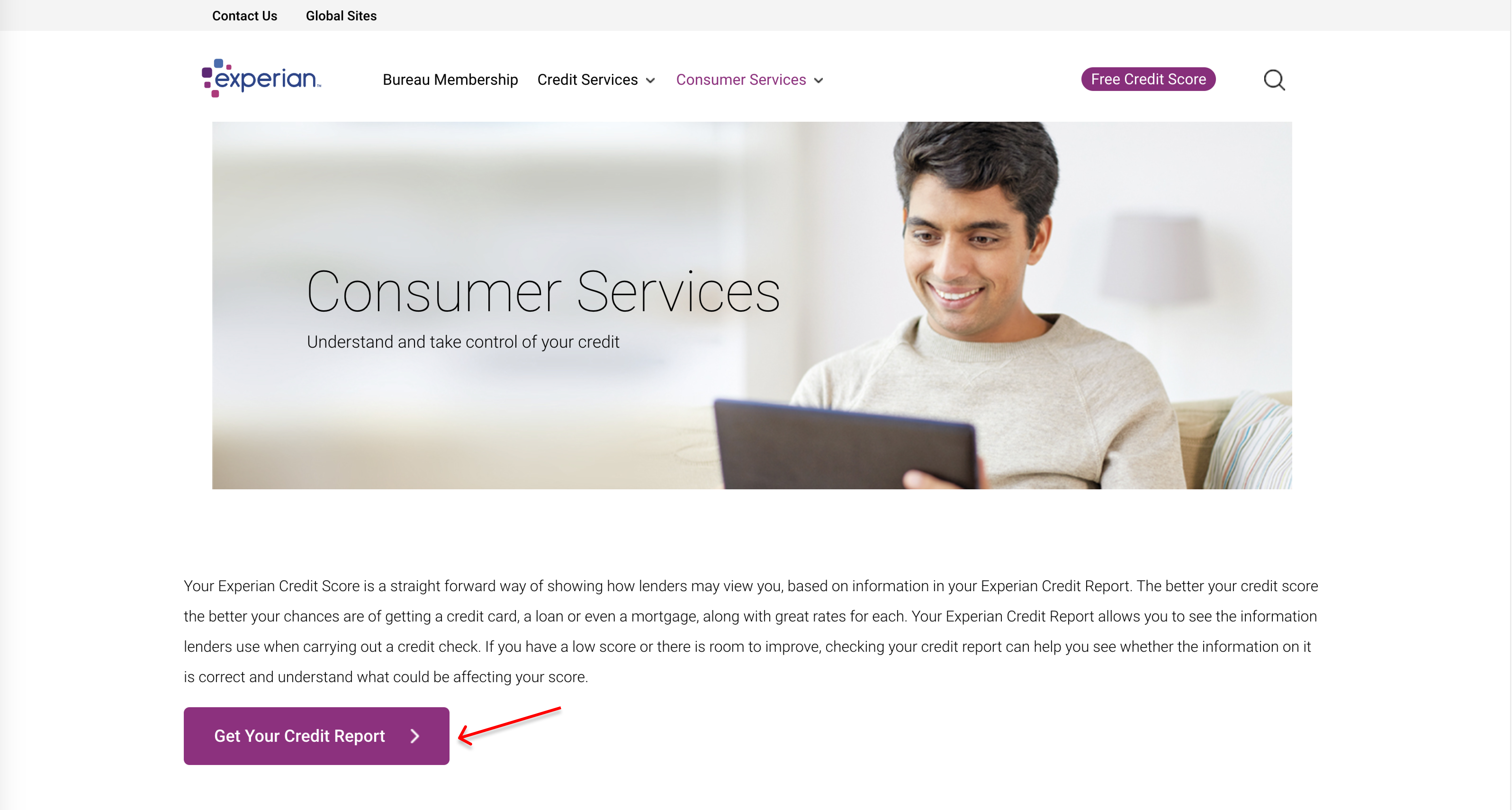 Experian website